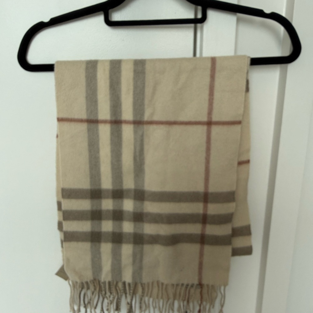 Burberry Beige and Brown Checkered Scarf